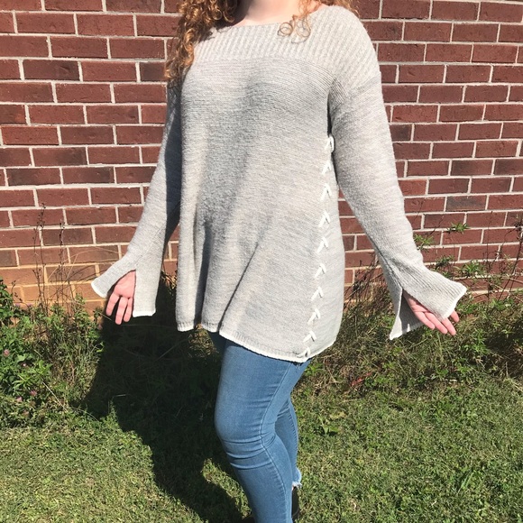 Grey detailed cozy sweater